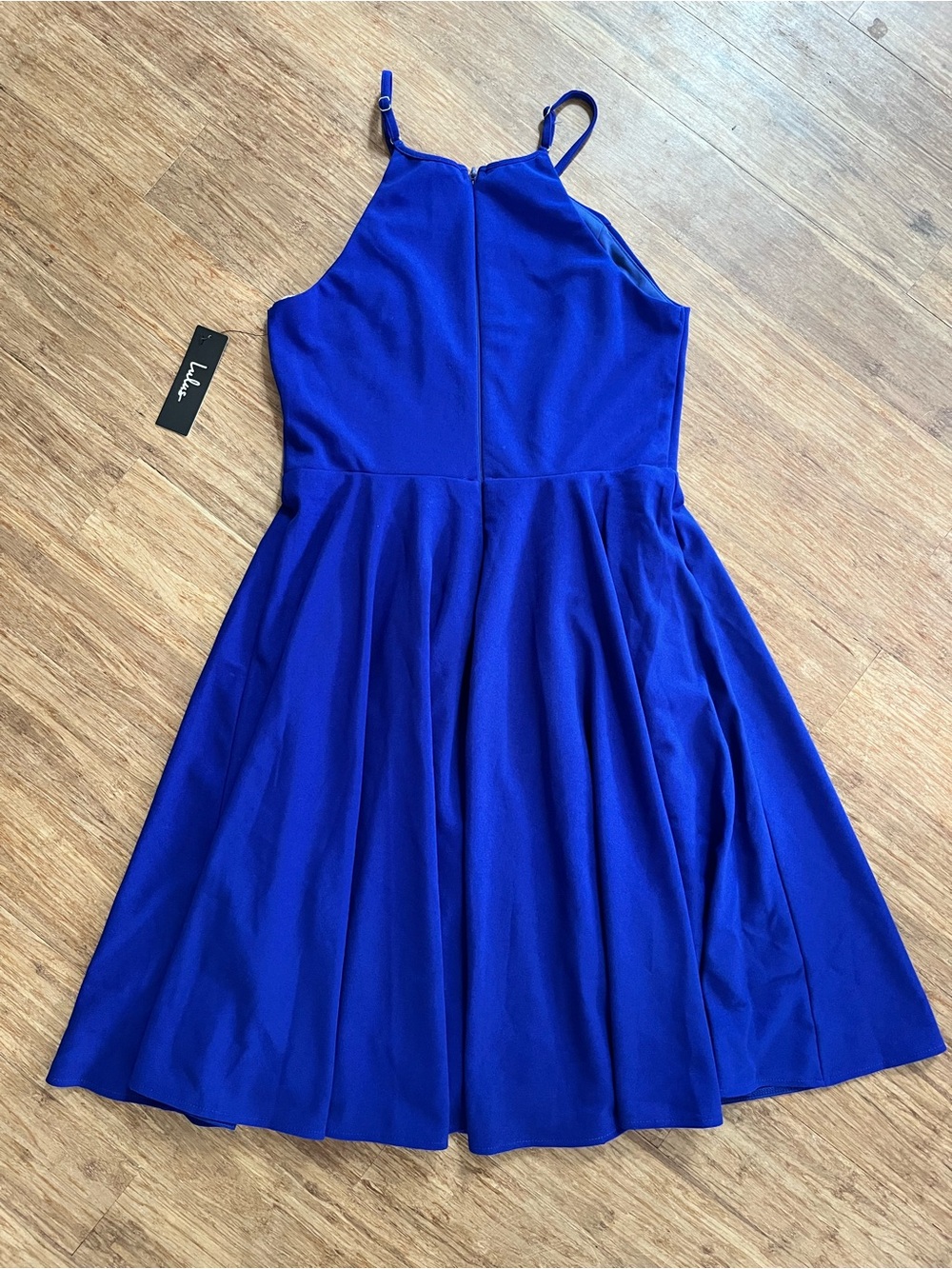 NWT Lulus Royal Blue Halter Skater Dress Size M - Picture 2 of 4